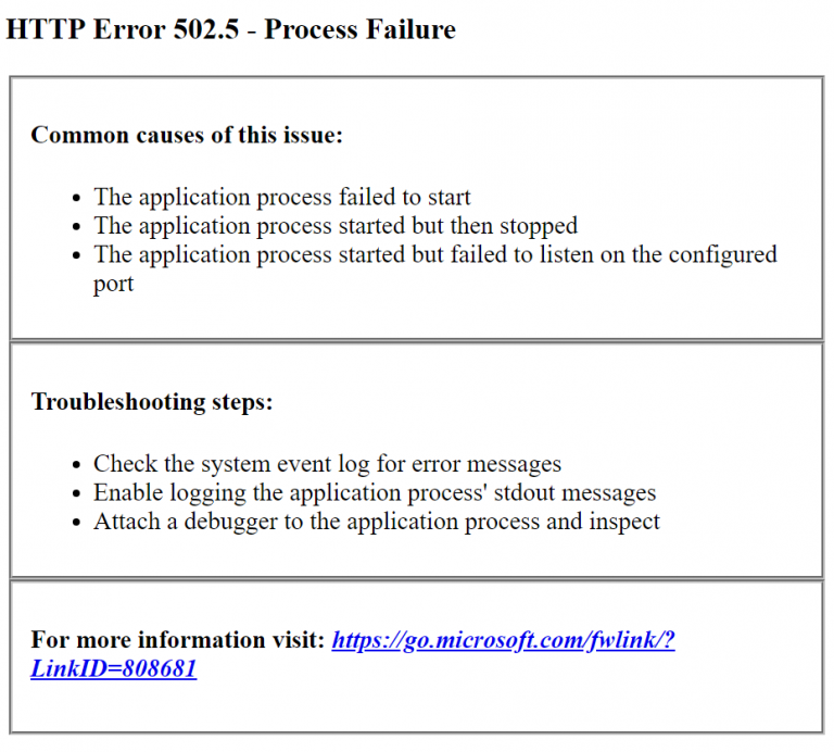 How To Fix Error 502.5 Process Failure ASP.NET Core - ASP.NET Hosting ...