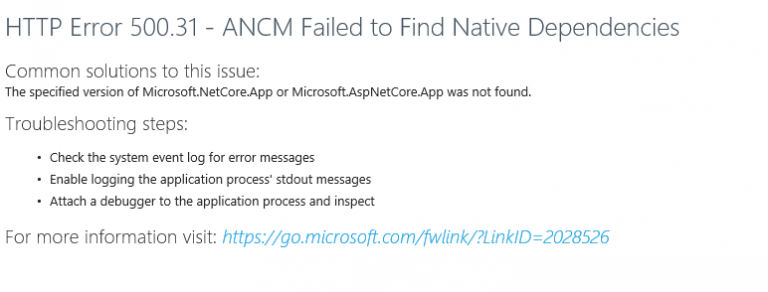500.37 ancm failed to start within startup time limit 500.37 ancm failed to start within startup time limit